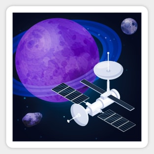 Space Orbit Satellite Composition Sticker